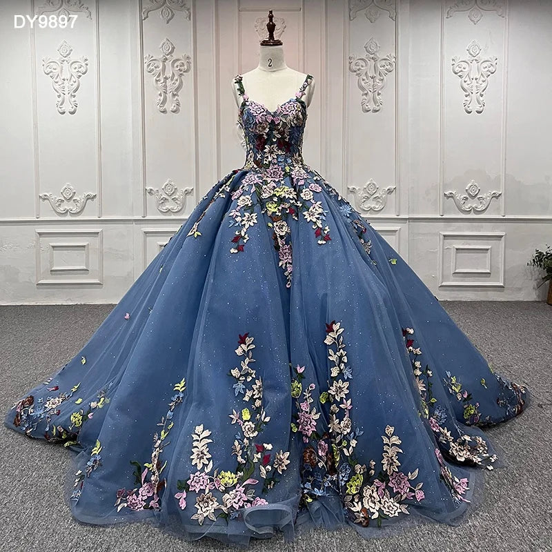 Jancember 9897 Lace Glitter Blue Elegant Sweetheart Sequins Evening Dresses Gowns
