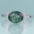 A2058 Large Production Capacity 925 Sterling Silver Natural Green Gemstone Bulk Lots Round Moss Agate Unisex Ring