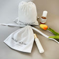 Wholesale Custom White Satin Drawstring Bags With logo for Hair Bundles