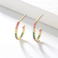 Wholesale 925 Sterling Silver Hypoallergenic Earrings Jewelry Rainbow Mult Color Zircon Cuff Minimalist Tiny Stud Earrings