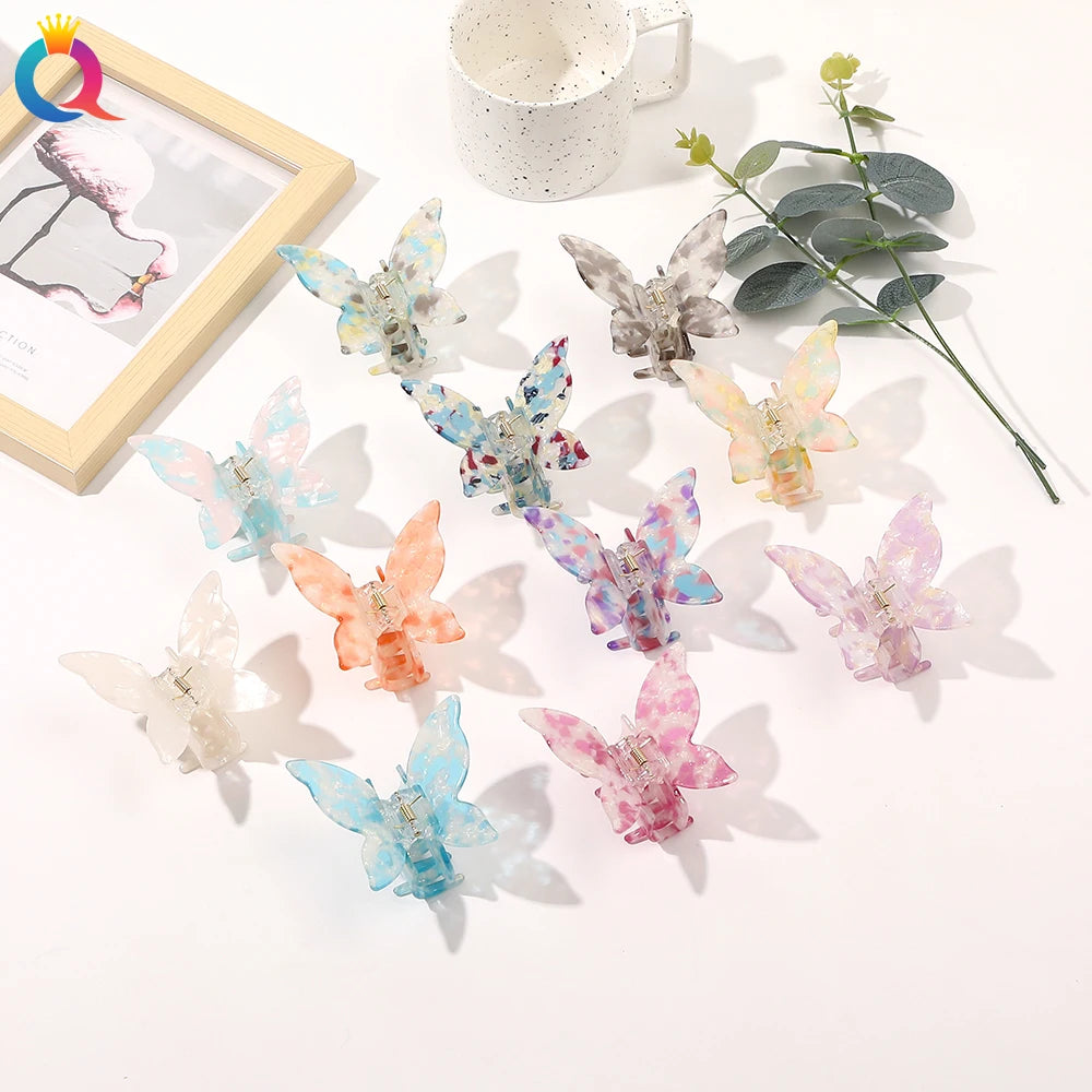 Qiyue Big Butterfly Acetate Hair Claw Clip Women Hair Girl Accessory