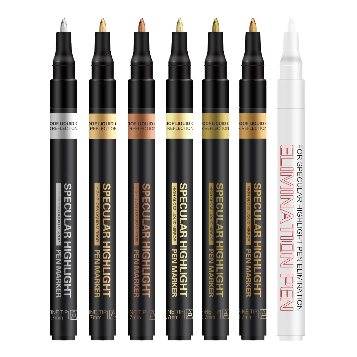 Highlight Chrome Mirror Marker Pen 0.7mm Metallic Color Marker