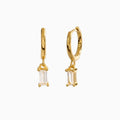 Wholesale Hot Sale Multi-color Optional Fashion S925 Sterling Silver Green French Bread Zircon Pendant Hoop Earrings