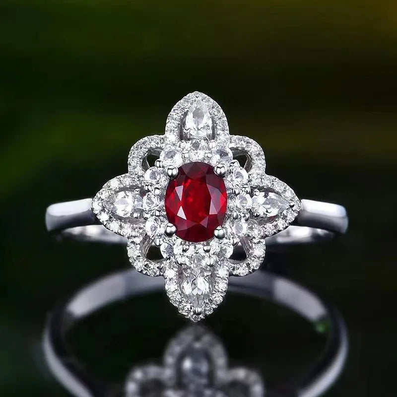 SGARIT Custom Fine Jewelry 18k Gold 0.39ct Natural Unheated Ruby Ring for Women Jewelry Natural Gemstones Ring