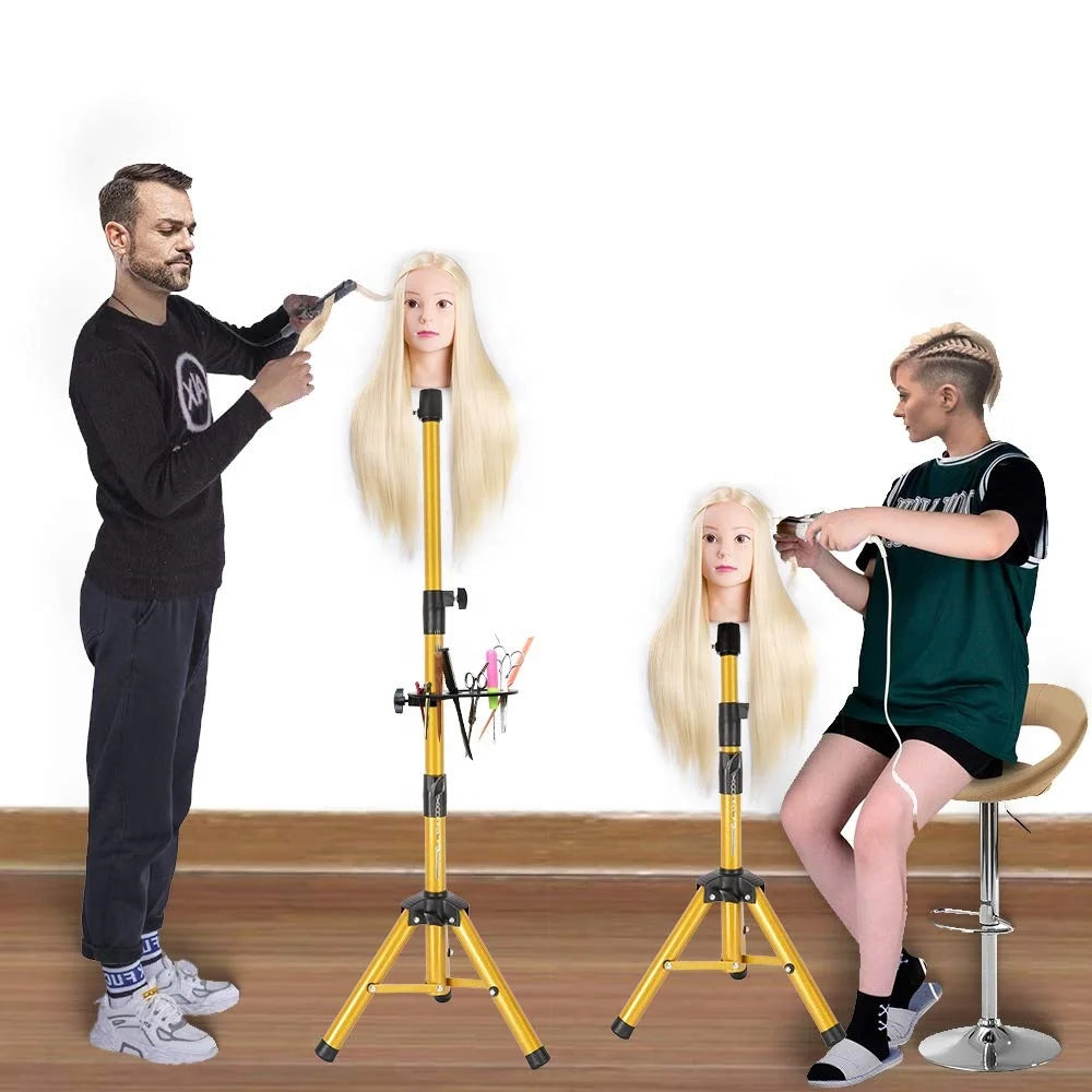 Leeons Professional Iron Adjustable Wig Stand Tripod Multifunctional Tray Canvas Mannequin Head 55 Inch Max Length Wig Making MegaBDM