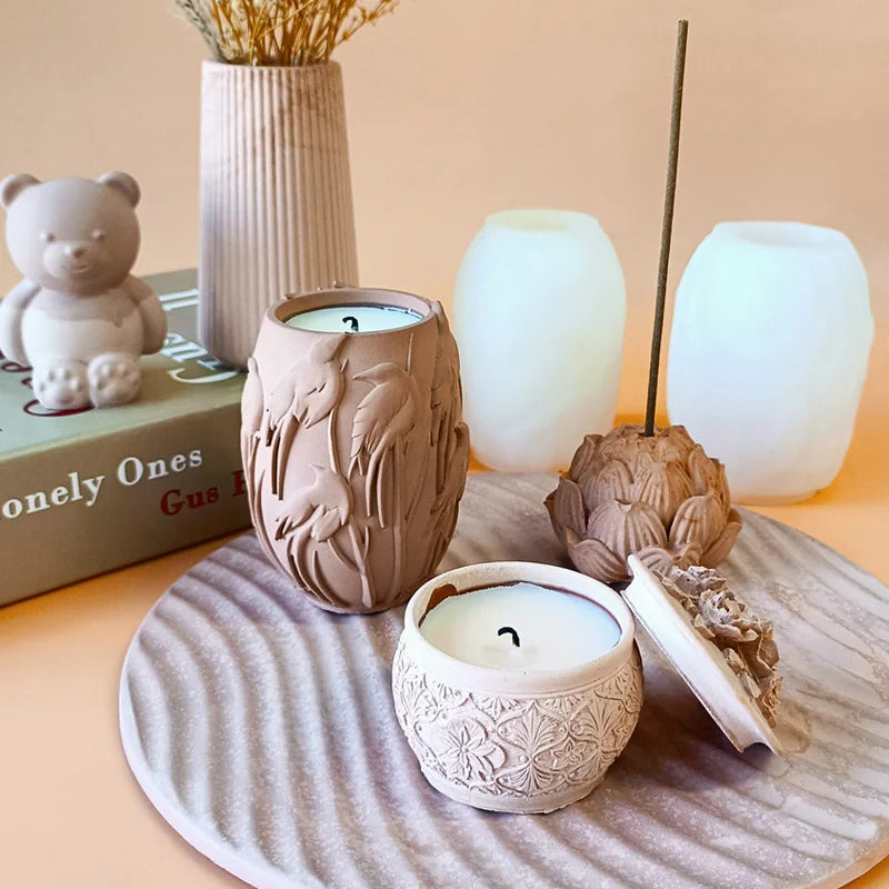 J10-254  Candle Holder Silicone Mould Home Aromatherapy Candle Making Diy Cup Wax
