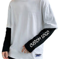 Custom Logo Letter Printed Casual Round Neck T-shirt Drop Shoulder Patch Long Sleeve 100% Cotton Mens T Shirt