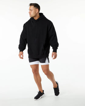 Men's Heavy Duty Solid Color Pullover Hoodie Fleece-Lined Padding Casual Sports Training Wear Loose Fit for Winter