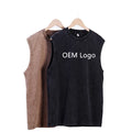 Custom logo 230g Heavy Cotton Unisex Make Old Sleeveless T-shirt Washed off Shoulder Cotton Retro Men's Loose tank Top Vest