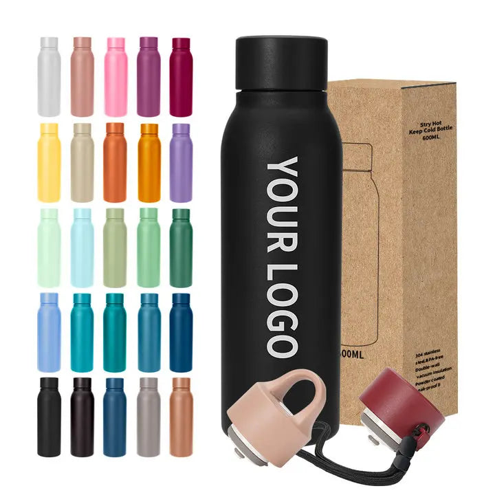 Custom Logo 500 ml Drink Bottle Stainless Steel Double Wall Vaccum Flask Thermos Thermal Rubber Paint Matte Sports Water Bottles