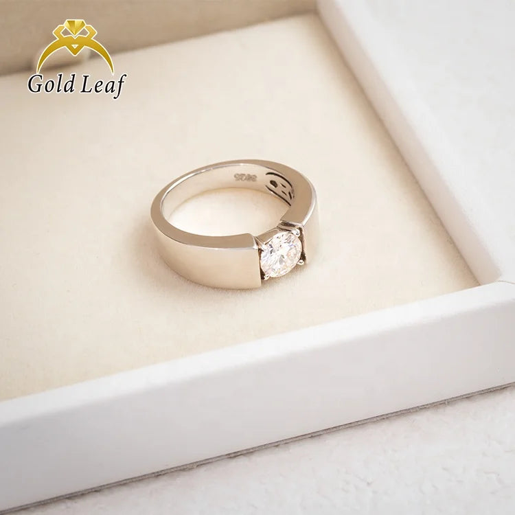 Goldleaf Jewelry Custom Hip Hop Jewelry 925 Sterling Silver Ring Iced Out VVS Moissanite Diamond Ring Men