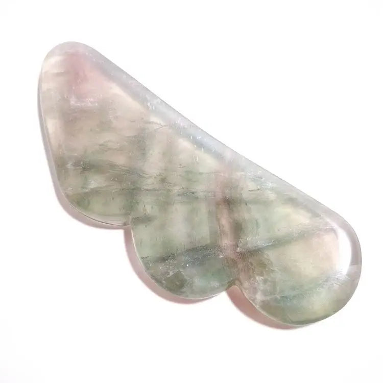Diy Hot Selling Private Label Custom Bian Stone Body Scraping Massage Tool Facial Natural Butterfly Fluorite Jade Gua Sha