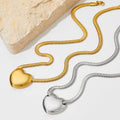 YF3615 Waterproof Tarnish Free 18K Gold Stainless Steel Snake Collarbone Chain Heart Shaped Charm Choker Necklace for Women