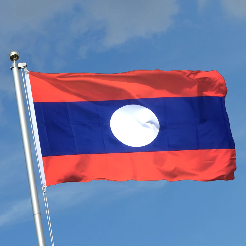 Wholesale Fast Shipping Customized Logo 100% Polyester Flags 3x5ft the Lao Peoples Democratic Republic Laos All Country Flag