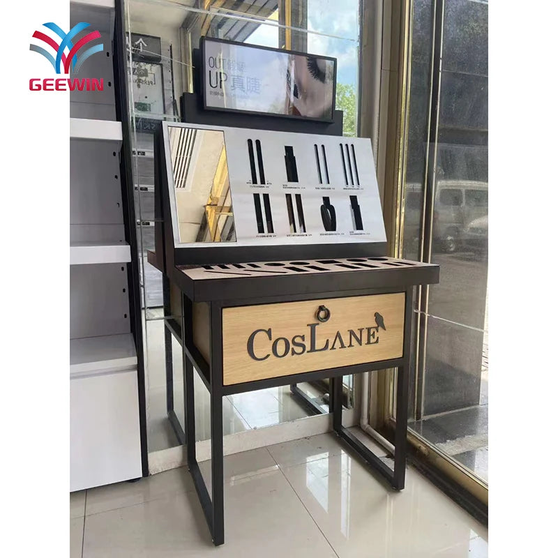 Metal Shop Display Shelving Mascara Makeup Display Stand Cosmetic Display Shelves