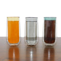Wholesale New Design Modern Double Wall Glass Colored Coffee Drinking Glasses 250ml Leak Proof Reusable Dishwasher Microwave
