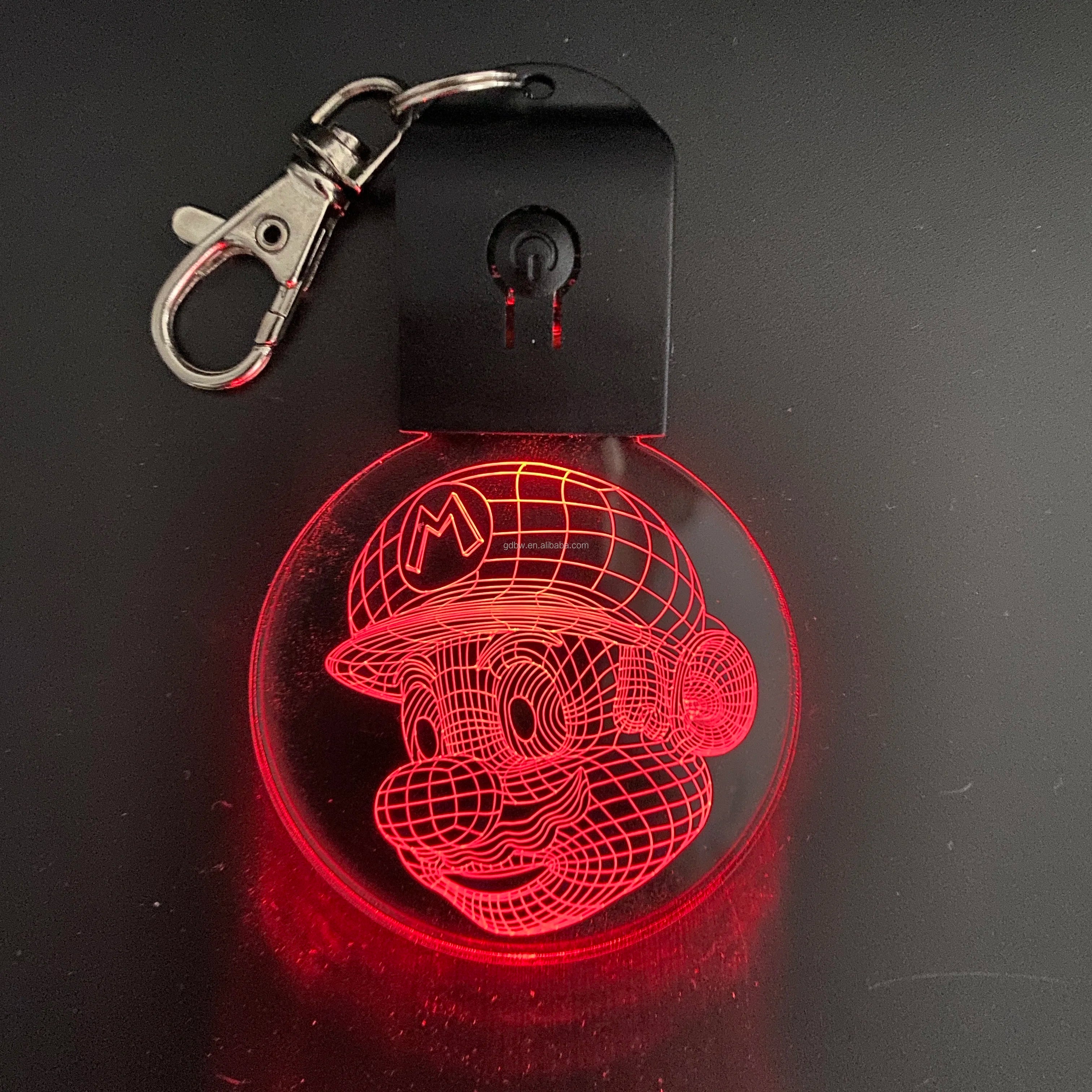 Factory Wholesale Custom Logo Led 7 Colors Display Glitter Clear Blank Acrylic Keychain for Diy Make Your Own Anime Key Chain