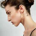 18K Gold Plating Stainless Steel Jewelry Circle Line Dangle Earrings Drop Earrings Long Earring E5461