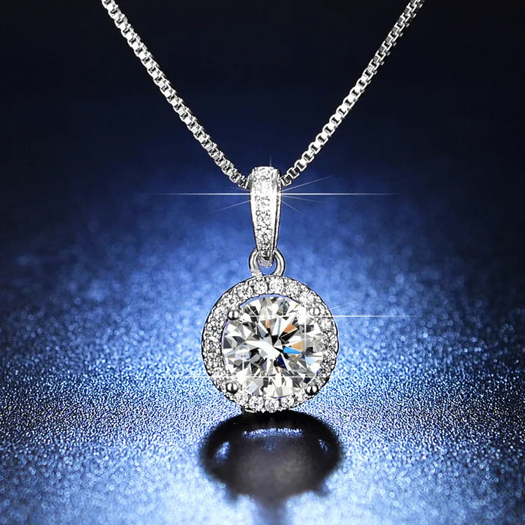 Wholesale Fine Jewelry Custom White Gold Filled Cubic Zirconia Round Diamond Pendant Women Necklace