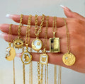 Stainless Steel Waterproof Gold Color Crystal Eye Pendant Necklace Women Girl Jewelry Butterfly Moon Hip Hop Necklace