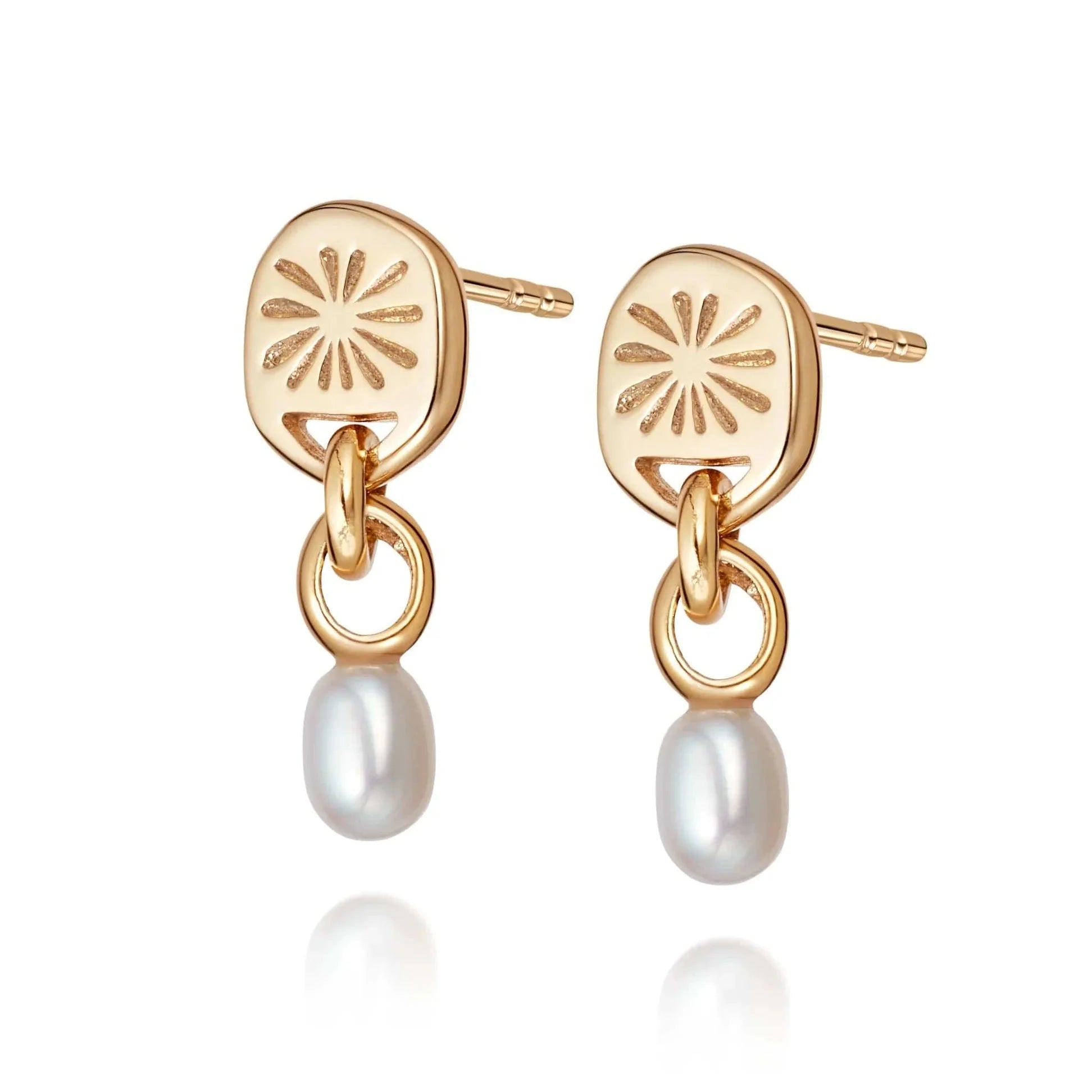 LOZRUNVE Silver 925 Jewelry New Designer Trending Pearl Drop Sun Earring 18k Gold Plated