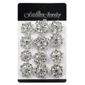 Weiman Small Crystal Flower Brooch Pins Set Pack of 12 for Women DIY Wedding Bouquets Gold or Silver Plated for Parties or Gifts