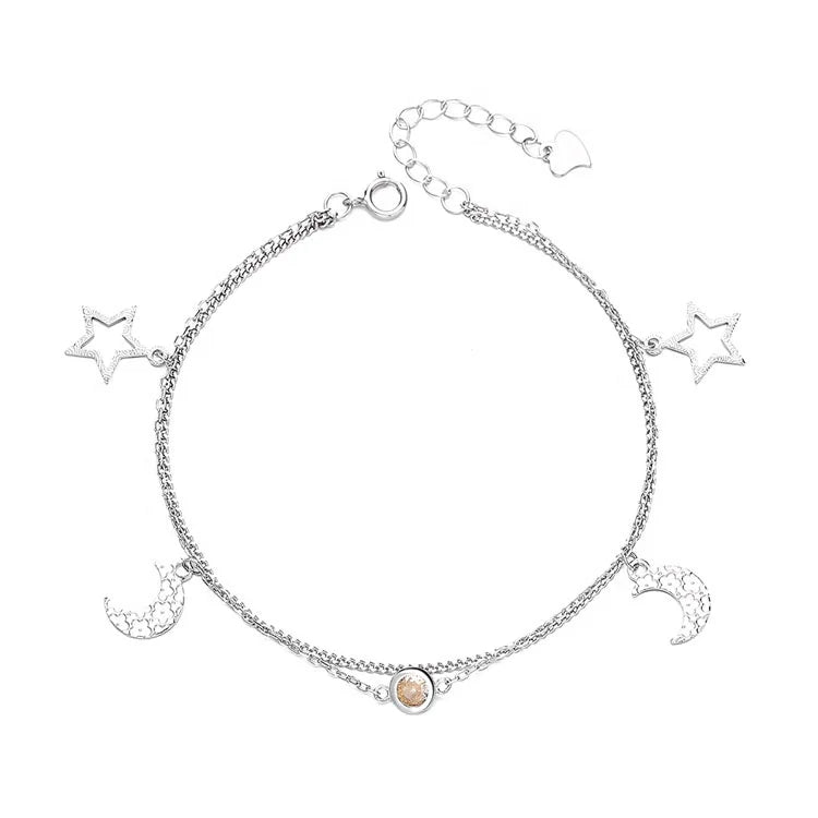 Kids Mystical Bracelet Sterling Silver 925 Sun Moon and Star Bracelet for Women