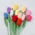 Handmade Woolen Flowers Tulip Woven Knitted Crocheted Box Artificial Flowers for Valentine's Day Decorative Purpose Wholesale