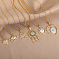 Popular Design Wholesale Cubic Zirconia Geometric Charm Pendant Necklace Jewelry 18K Gold Plated Evil Eye Pendant Necklace