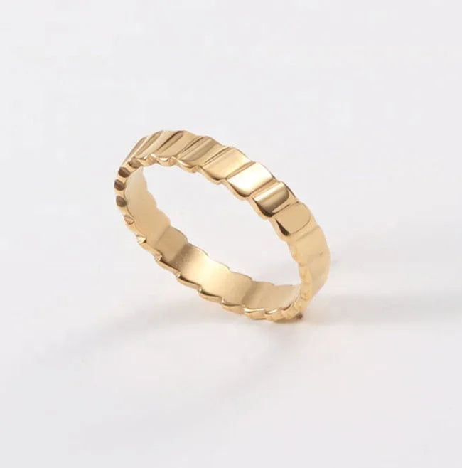 Fancy Jewelry Geometric Dragon Scales PVD 18K Gold Plated Stainless Steel Meaningful Rings for Women