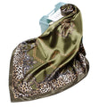Ready to Ship Lady Fashion Satin Silk Scarf Leopard Print 90 Big Size Headscarf Custom logo Silk Scarf Shawl