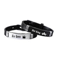 New Arrival Fashion Charm Bracelets 'His Queen Her King' Engraved Silicone Crown Couple Bracelet Set