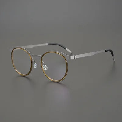 Acetate Alloy Glasses Frame Men Women Round Myopia Optical Prescription Eyeglasses Korea Eyewear