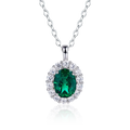 SGARIT Custom 1CT Green Lab Emerald 925 Sterling Silver Pendant Necklace Oval Shape Trendy Style for Christian Wedding Jewelry