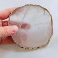 Hongzhuo Natural pink Rose Crystal Quartz coaster with Gold Crafts