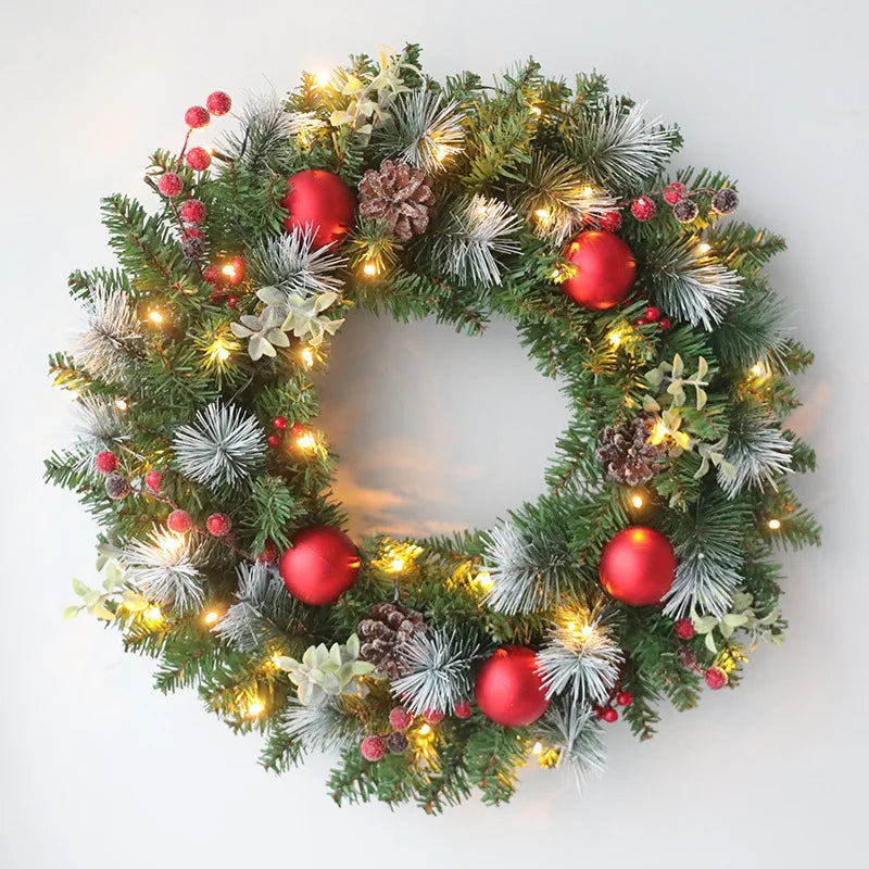 National Tree Company Pre-Lit Artificial Christmas Wreath White Light Decorated With Pine Cones Frosted Branches Xmas Collection