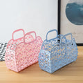 Foldable Bathroom Hollow Wash Storage Baskets Plastic Handbag Soft Jelly Basket Bags