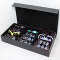 Leather Eyeglasses Storage Box Sunglasses Case Glasses Display Stand Black High End Glasses Storage Box With 12 Compartments