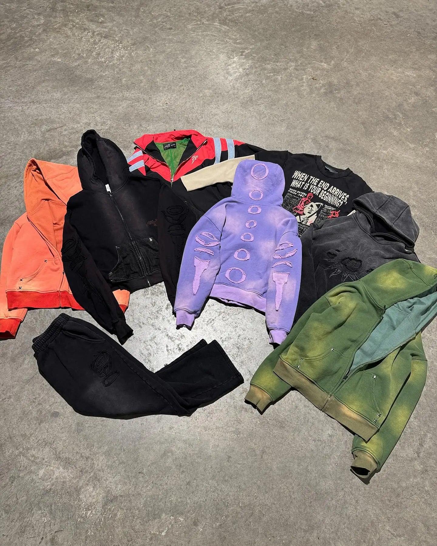 US Free Tax Applique Embroidery Oversized Hoodie Vintage Acid Wash Sun Faded Distressed Cropped Boxy Hoodies for Men