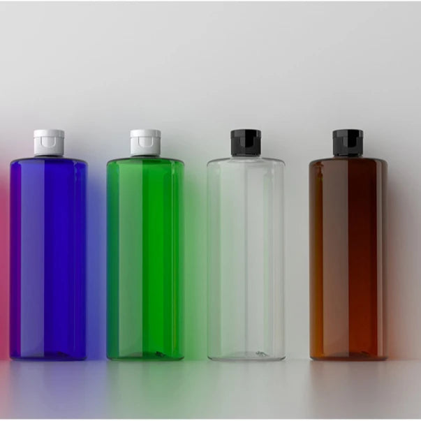 Empty 16oz Shampoo Plastic PET Make up Bottle for Hair Products Cosmetic Facial Lotion Container with Black Plastic Cap
