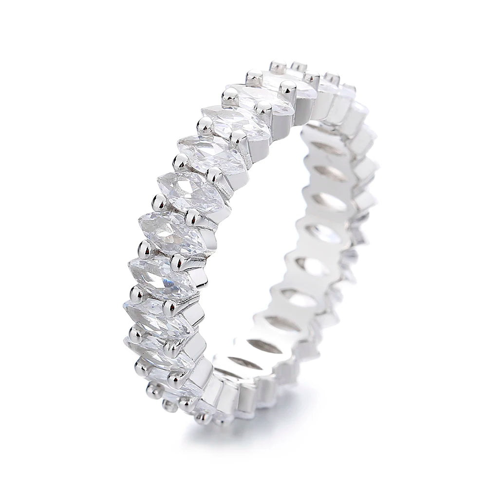 Vintage Baguette Oval Zircon Rings Jewelry Women 925 Sliver Diamond Ring