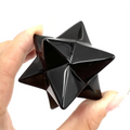 Natura Large Crystal Merkaba Star Hand Carving Craft Polished Black Obsidian Merkaba for Healing