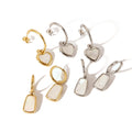 Custom Women's Jewelry Stainless Steel Gold Plated Pendant Earrings Heart-Shaped White Shell Drop Dangle Party Romantic Lanshang