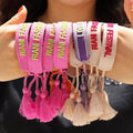 Fashion Adjustable Handmade Braided Knitted Embroidery Rope Friendship Bracelet Tassel Wristband for Promotional Gift