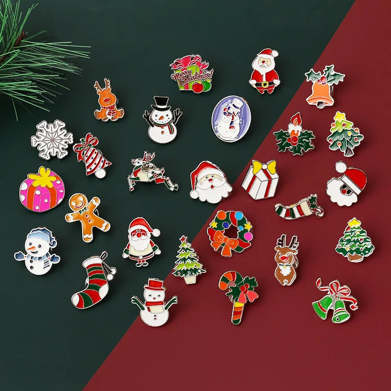 Manufacturer Cartoon Merry Christmas Gold Plate Soft Enamel Brooch Hat Clothes Tie Scarf Button Pin Badge Custom Lapel Pins