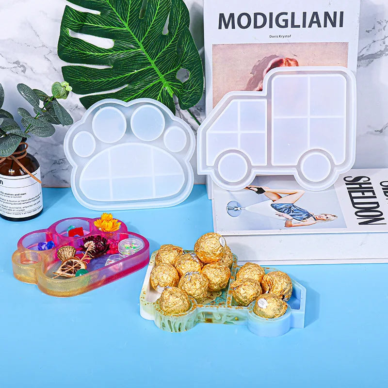 Cat Paw Silicone Tray Mold Truck Jewelry Tray Mold for Resin Crafts