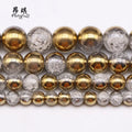 Wholesale One Side Gold Plated Glass Beads 6-12MM Round Loose Snow Cracked Glass Beads for Jewelry Making