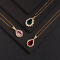 Pendientes Fashion Jewelry Water Drops Pendent Diamond Choker Stainless Steel Necklace Gold for Women
