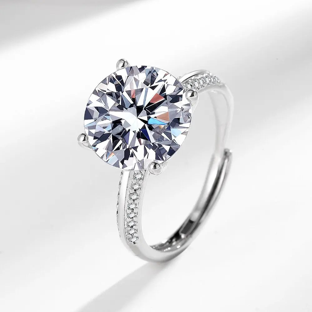 Moissanite Wedding Ring 5ct Round Moissanite Engagement Ring Platinum Plated Full Zircon Sparkling Wedding Ring for Women