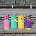 Stainless Steel Bottle Wholesale 6-12 Years 12oz Stainless Steel Vacuum Flask Luxury Kids Flip Straw Top Anti-slip Rubber Bottom